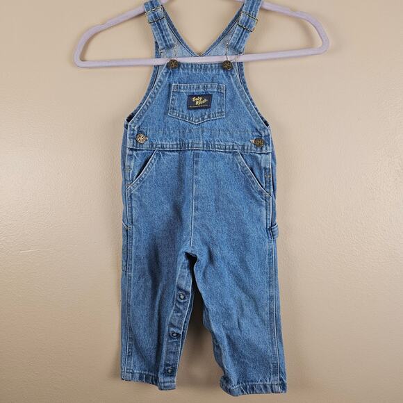 Vintage OshKosh B'gosh Baby Light Blue Denim Overalls Size 24 M 100% Cotton